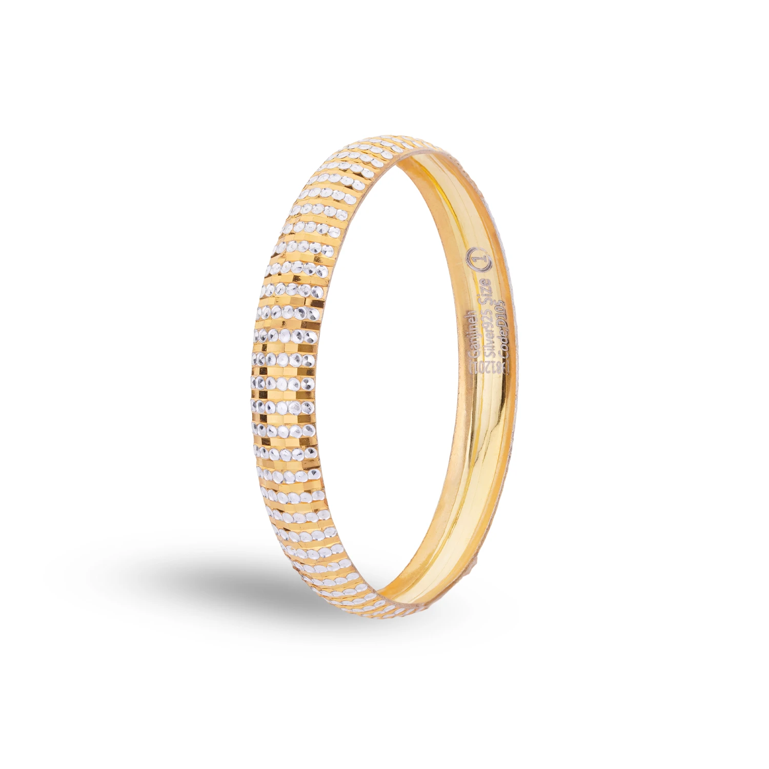 14570 s1 7.76g 707گرمی النگو نقره مجلسی طلایی نگیندار شمیم سیلور 14570 - Image 1