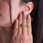 گوشواره نقره با سنگ سبز و زیرکونیا شمیم سیلور 100150088 - Image 2