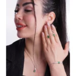 نیمست نقره‌ای با سنگ سبز و زیرکونیا شمیم سیلور 10150088 - Image 9