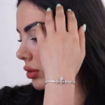 دستبند نقره طرح برگ با نگین مارکیز 10001593 - Image 2