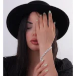 دستبند نقره زنانه طرح برگ نگین‌دار شمیم سیلور 1015047 - Image 2