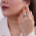 انگشتر نقره نگین سبز کلاسیک طرح زمرد 102089 - Image 2