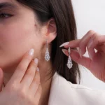 گوشواره آویز نقره‌ای با سنگ‌های زیرکونیا1000001517 - Image 2