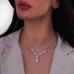 گردنی نقره با نگین‌های باگت و زیرکونیا 1000015116 - Image 2