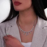 گردنی نقره مجلسی آویزدار با نگین برلیان 1001594 - Image 2