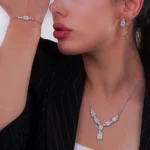 ست نقره با نگین باگت و میکروست 1015116 - Image 2