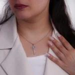 گردنبند نقره طرح کلید نگین‌دار شمیم سیلور 10707 - Image 2