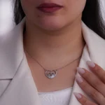 گردنبند نقره قلب چندلایه نگین‌دار107040 - Image 2