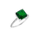 انگشتر نقره زنانه نگین سبز زیرکونیاشمیم سیلور102065