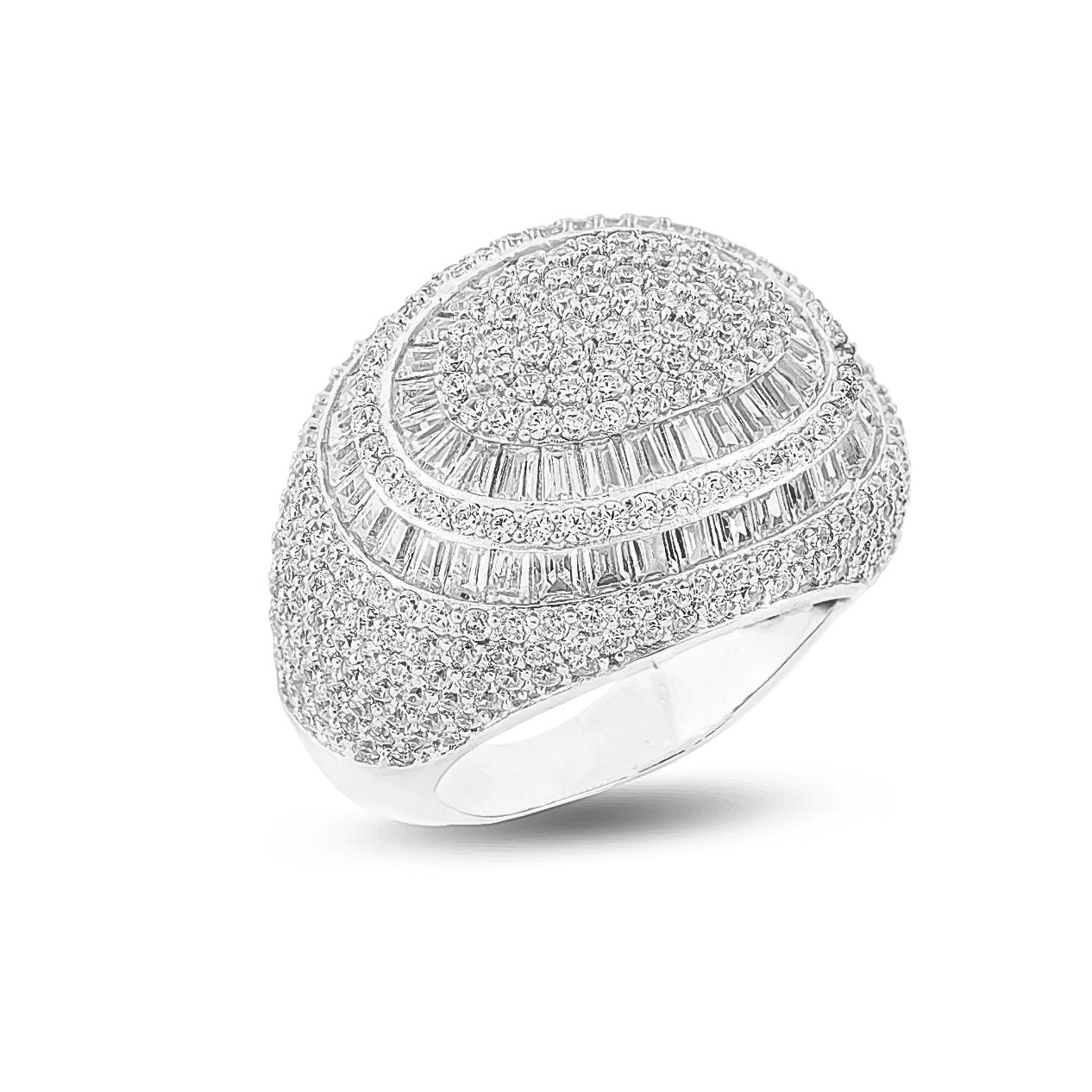 111000022146 12.17 copy انگشتر نقره زنانه طرح دام (Dome) با نگین باگت 111000022146 - Image 1