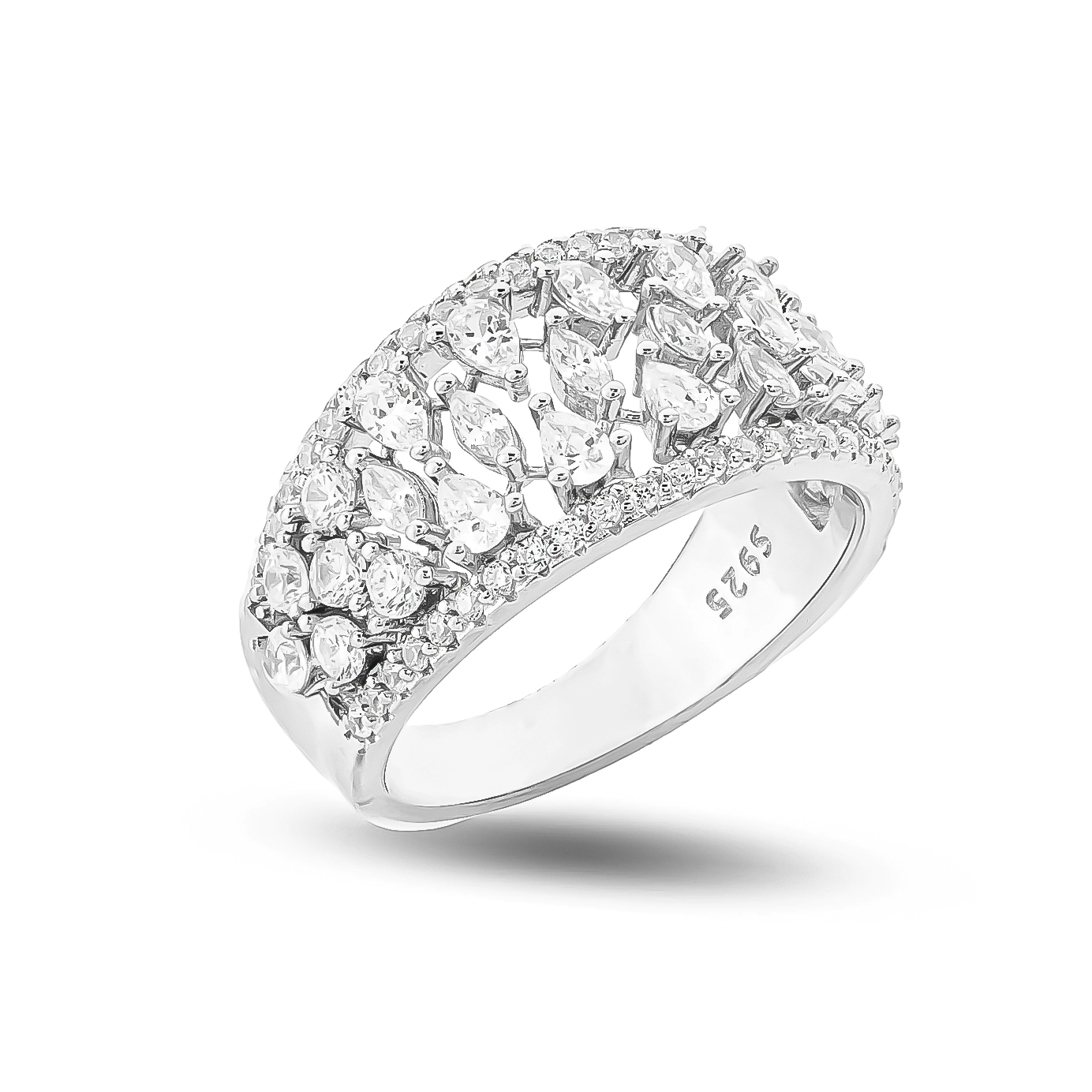 111000022171 4.67g 7.55 copy انگشتر نقره زنانه طرح تاج بلورین جواهری عیار 925 - Image 1