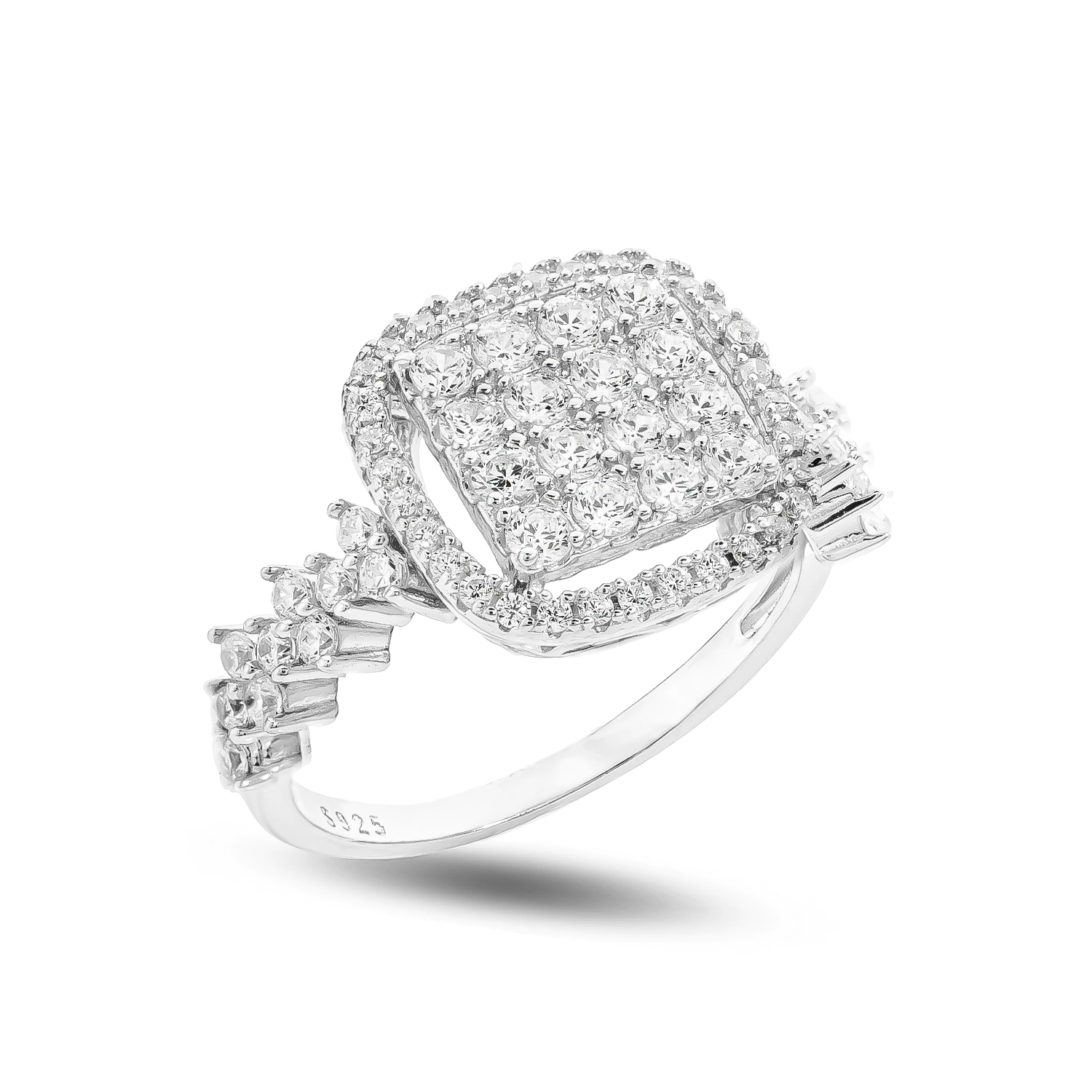 111000022176 3.25g 8.57 copy انگشتر نقره زنانه تک نگین طرح پرنسس هاله عیار 925 - Image 1