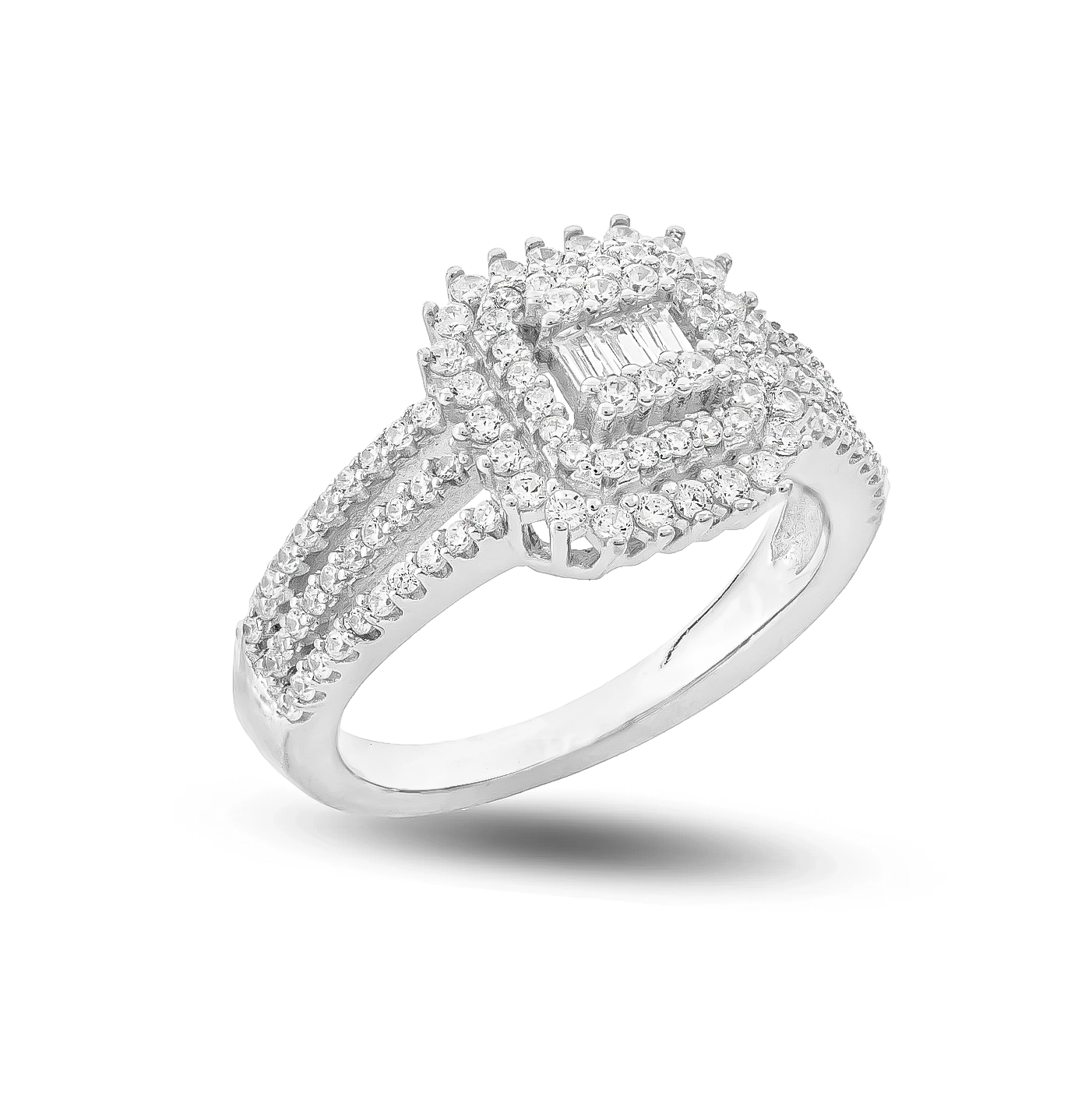 111000022177 4.46g 7.5,56 copy انگشتر نقره زنانه تک نگین طرح هاله پرنسسی عیار 925 - Image 1