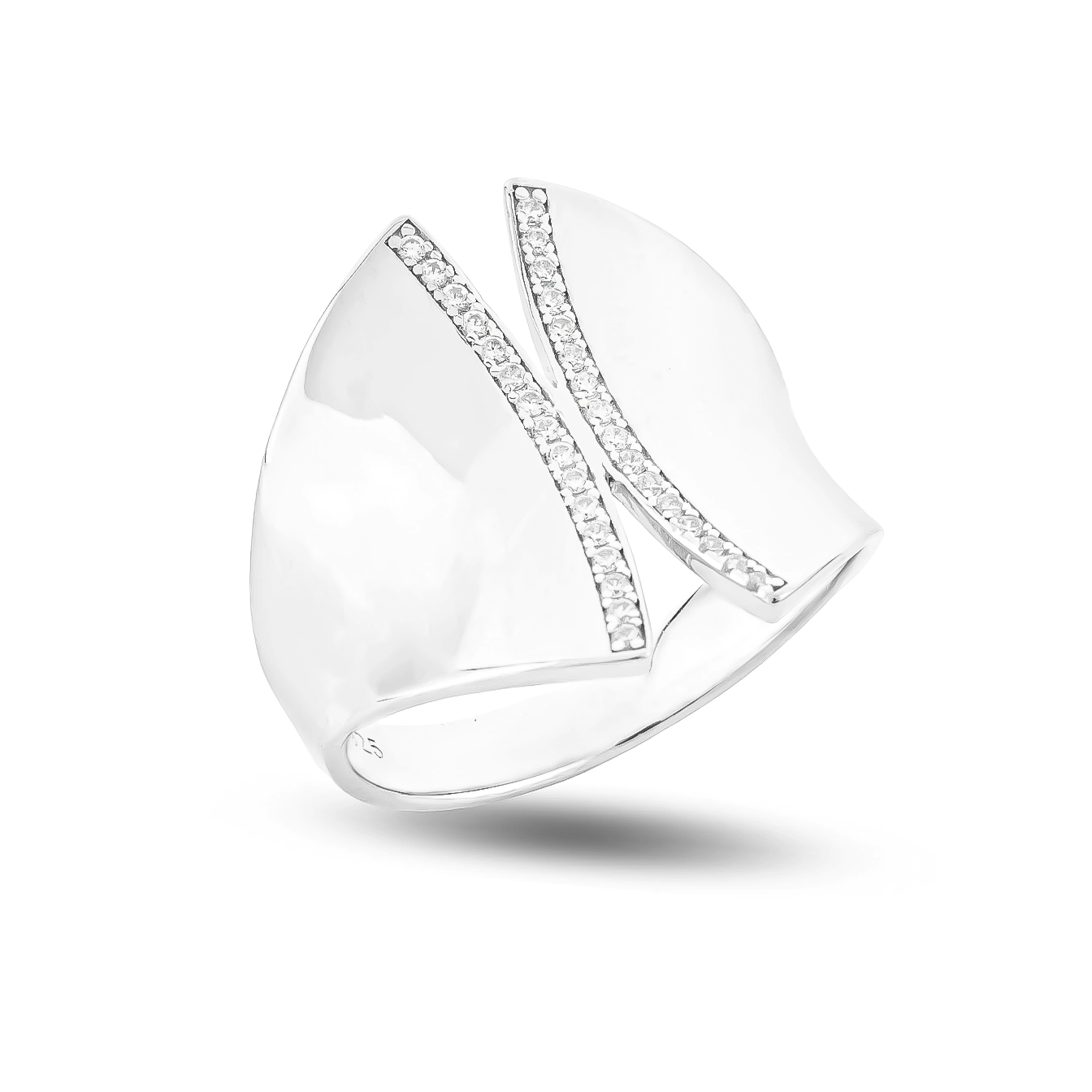 111000022181 5.6g 8.57 copy انگشتر نقره زنانه طرح برش نقرهای مدرن عیار 925 - Image 1