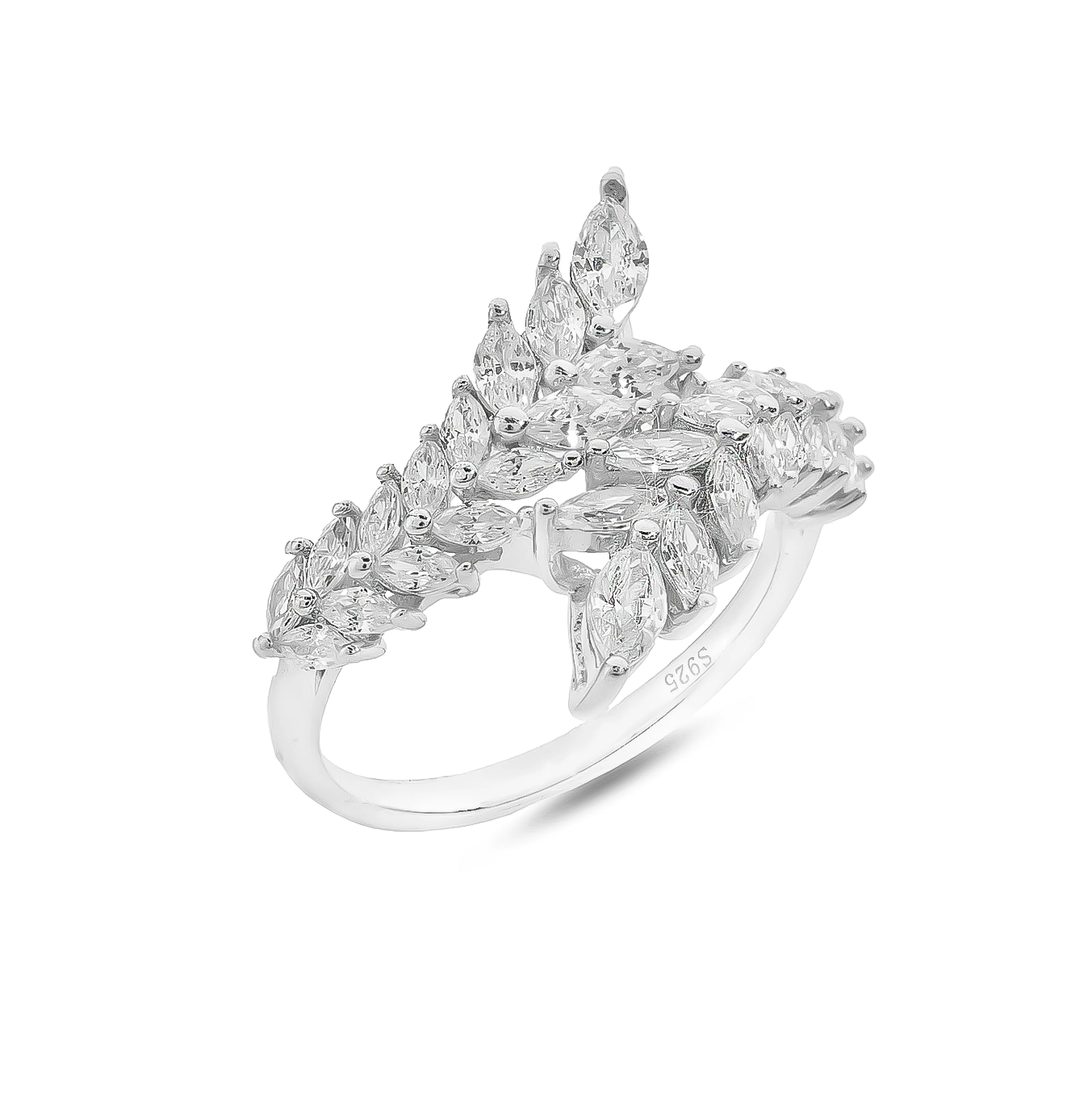 111000022191 2.94+2.86 copy انگشتر نقره زنانه طرح تاج برگین فانتزی عیار 925 - Image 1