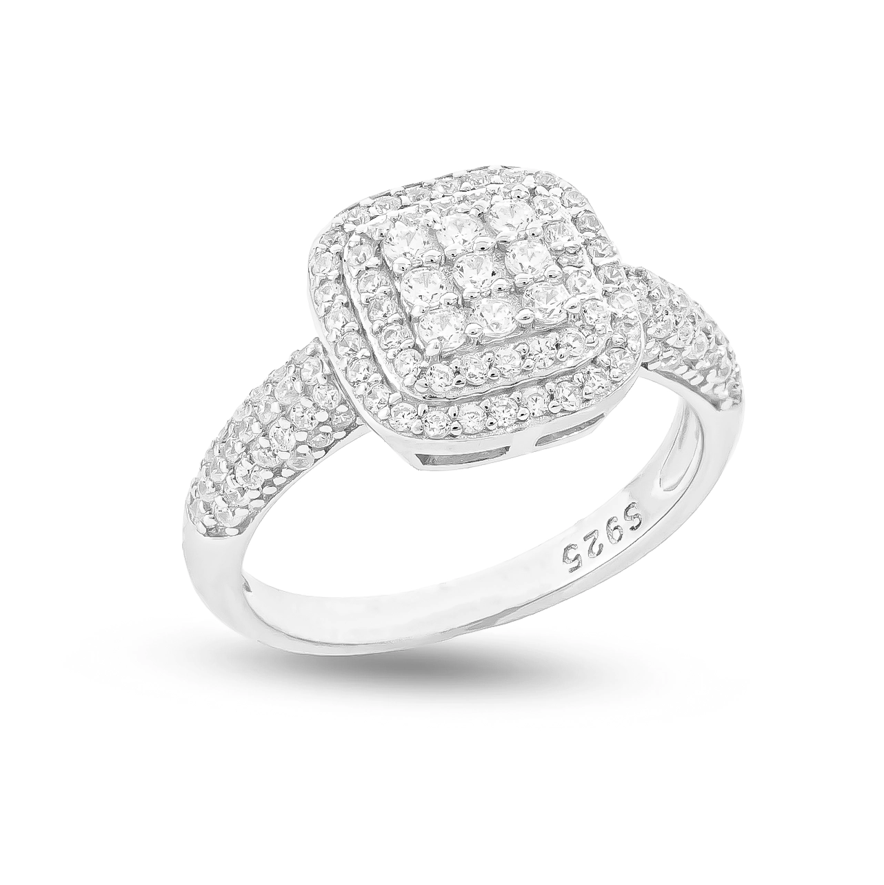 111000022218 2.93g 6.52 copy انگشتر نقره زنانه مدرن نگیندار طرح مربعی عیار 925 - Image 1