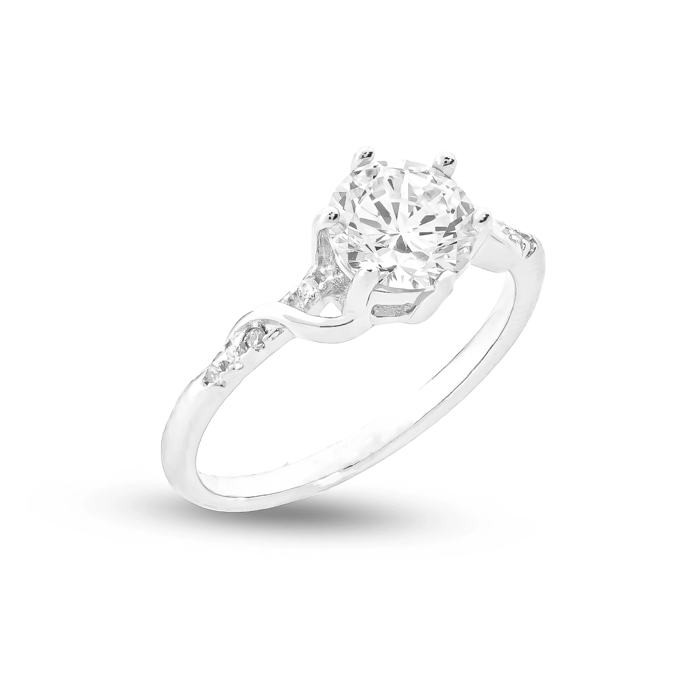 111000022247 2g 6.52 copy انگشتر نقره زنانه طرح موج ظریف با نگین تک درخشان عیار 925 - Image 1