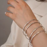 النگو نقره زنانه ظریف طرح تراش مورب عیار 925 - Image 2
