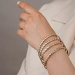 النگو نقره زنانه دو رنگ طرح ضربدری ظریف عیار 925 - Image 2