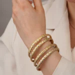 النگو نقره زنانه دو رنگ طرح دانه‌ای مجلسی عیار 925 - Image 3