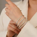 النگو نقره زنانه طرح نگار دو رنگ عیار 925 - Image 2