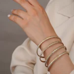النگو نقره زنانه طرح نقش باران دو رنگ عیار 925 - Image 2