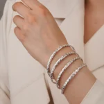 النگو نقره زنانه طرح برش الماسی ظریف عیار 925 - Image 2