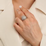 انگشتر نقره زنانه طرح دومه لومن پاوه عیار 925 - Image 3