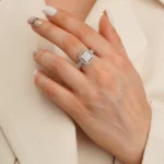 انگشتر نقره زنانه تک نگین طرح پرنسس هاله عیار 925 - Image 2