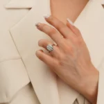 انگشتر نقره زنانه طرح هاله اوپال مدرن عیار 925 - Image 3