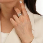 انگشتر نقره زنانه طرح هاله کلاسیک عیار 925 - Image 3
