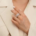 انگشتر نقره زنانه طرح امپریال نگین اشکی 111000022154 - Image 2