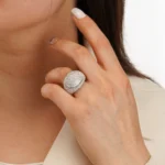 انگشتر نقره زنانه طرح دام (Dome) با نگین باگت 111000022146 - Image 2