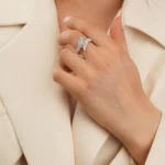 انگشتر نقره زنانه طرح تاج برگین فانتزی عیار 925 - Image 2