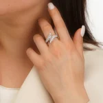انگشتر نقره زنانه طرح تاج برگین فانتزی عیار 925 - Image 3