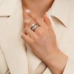 انگشتر نقره زنانه مدرن موج درخشان عیار 925 - Image 2