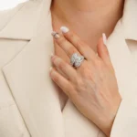انگشتر نقره زنانه طرح فلورا باگت شعاعی 111000022150 - Image 2