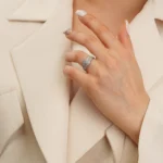 انگشتر نقره زنانه طرح موج درخشان پهن عیار 925 - Image 2