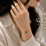 دستبند نقره زنانه طرح ونکلیف سبز مدل DEF K24 - Image 2
