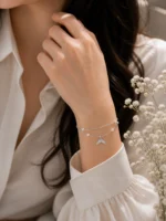 دستبند نقره زنانه طرح دم وال مدل DEF K29 - Image 2