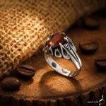 انگشتر مردانه نقره با سنگ یاقوت گارنت مدل ANA-M06 - Image 2