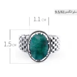 انگشتر مردانه نقره با سنگ زمرد طبیعی مدل ANA-M05 - Image 4