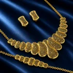 سرویس نقره زنانه زنجیری مجلسی طلایی طرح اشکی SLR-B31 - Image 4