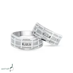 حلقه ست نقره زنانه و مردانه مدل HSE K54 | حلقه ازدواج نقره 925 با نگین زیرکونیا - Image 3