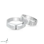 حلقه ست نقره زنانه و مردانه مدل HSE-K57 | حلقه ازدواج نقره 925 نگین زیرکونیا - Image 3