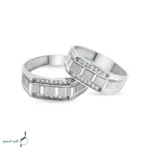 حلقه ست نقره زنانه و مردانه مدل HSE-K65 | حلقه ازدواج نقره 925 نگین زیرکونیا - Image 3