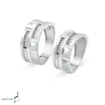 حلقه ست نقره زنانه و مردانه نگین‌دار مدل HSE-K72