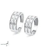حلقه ست نقره زنانه و مردانه نگین‌دار مدل HSE-K76