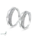 حلقه ست نقره زنانه و مردانه نگین‌دار مدل HSE-K77