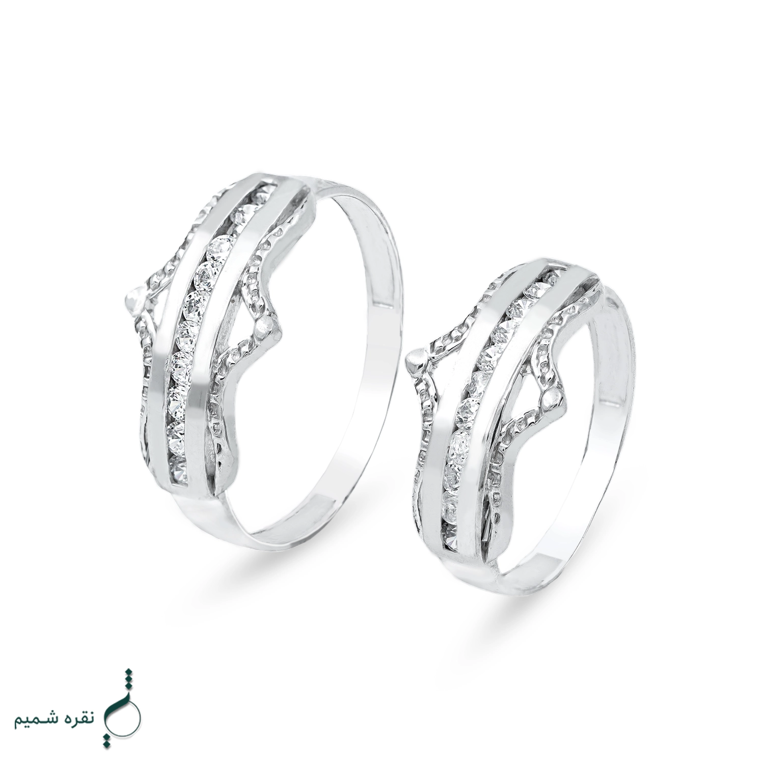 1 حلقه ست نقره زنانه و مردانه نگیندار مدل HSE-K78 - Image 1